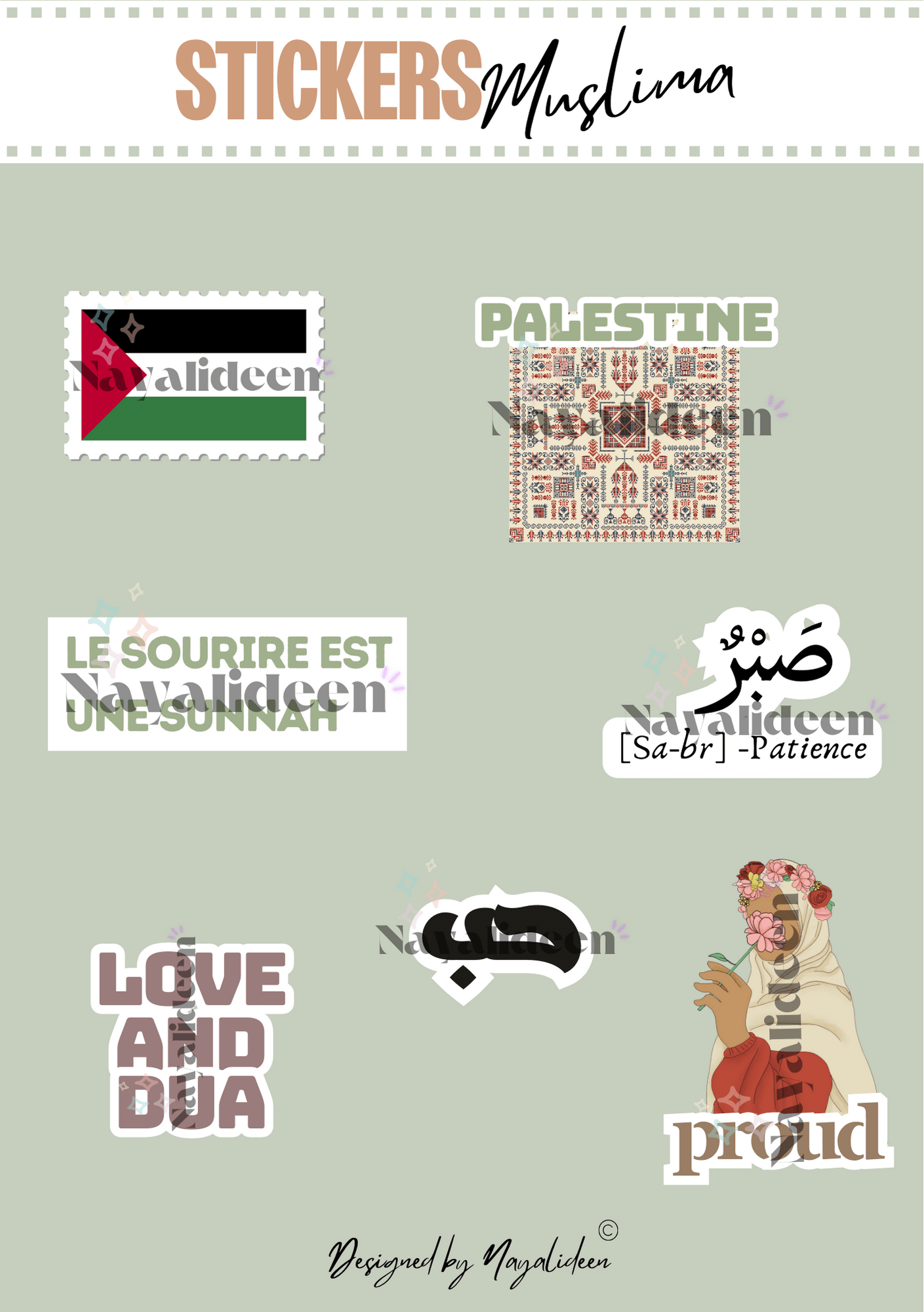 Planches de stickers islamiques Green