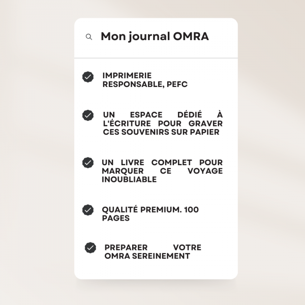 Livre omra, journal omra, carnet omra