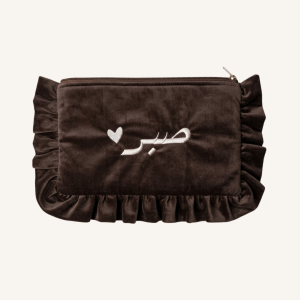 pochette brodée sabr, trousse brodé velours, pochette velours sabr